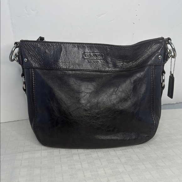 Coach Black Leather Zoe Hobo Shoulder Bag with Silver Hardware - Picture 1 of 9